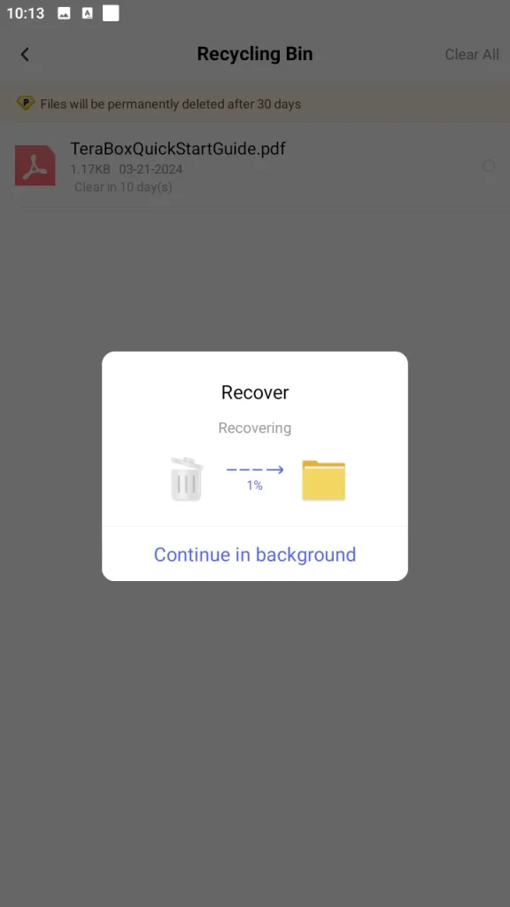 File Recovery Screen