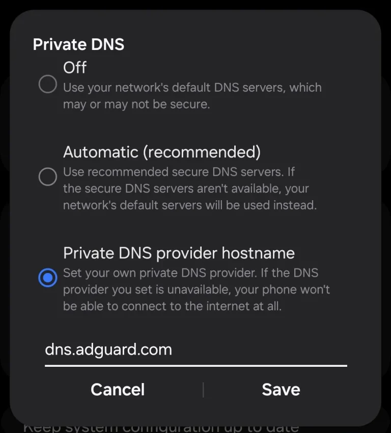 Private DNS Configuration