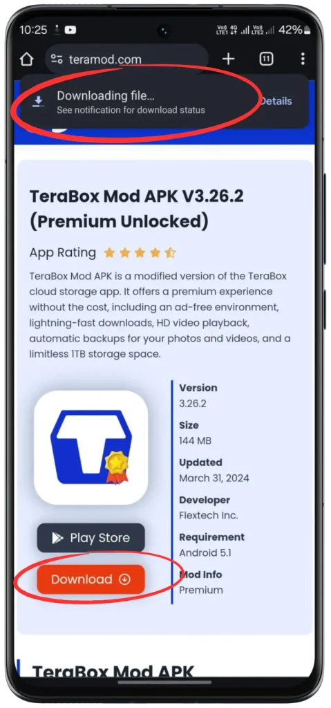 Terabox mod apk installation step 2